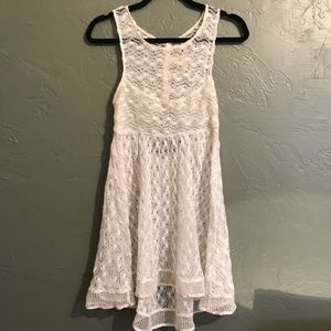 Free People Crochet Lace White Dress Sheer